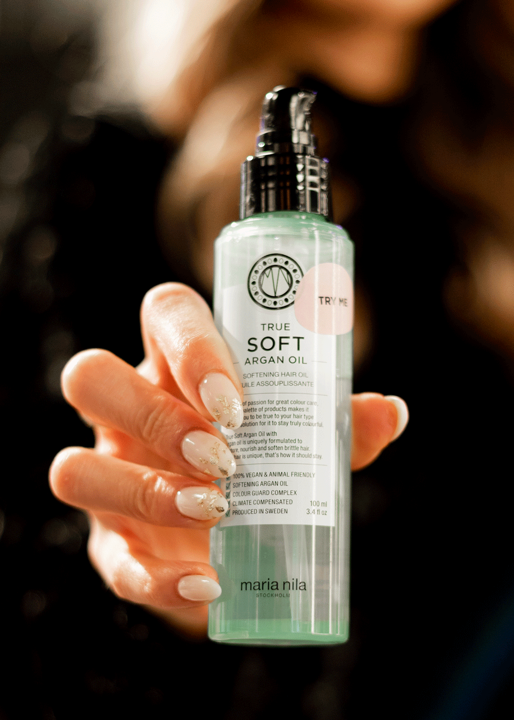 Maria Nila True Soft Argan Oil – mjukgörande hårolja som minskar frizz och statisk elektricitet.